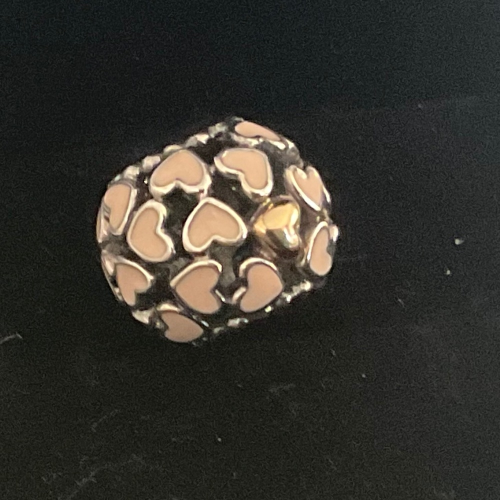 New Pandora two tone hearts charm 14k gold and silver